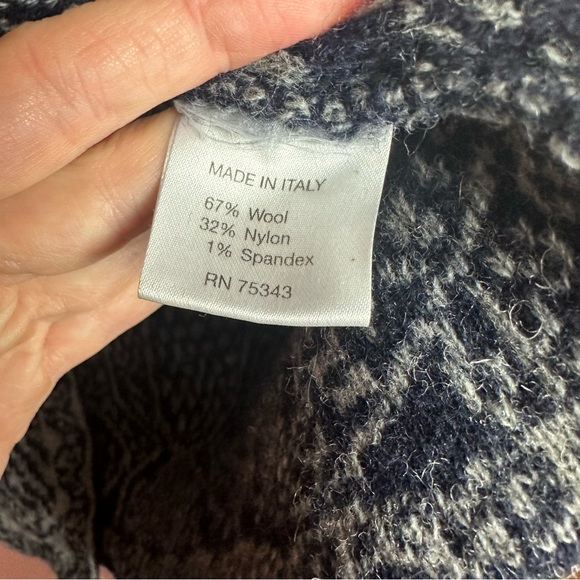 Mary made in Italy wool blend cardigan cowl neck sweater navy & gray medium - Picture 5 of 9